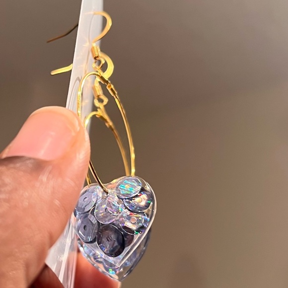 Sequin & Gloss Hoop Artesian Handcrafted Earrings - Picture 3 of 6